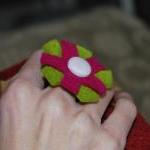 Felt Adjustable Ring In Red, Green- Choose One Of..