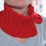Neckwarmer Scarf Red Knit Very Soft For Winter To..