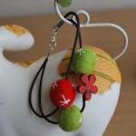 Felt Double Bracelet In Red And Green With A Red..