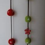 Felt Necklace Original In Red And Green With A Red..